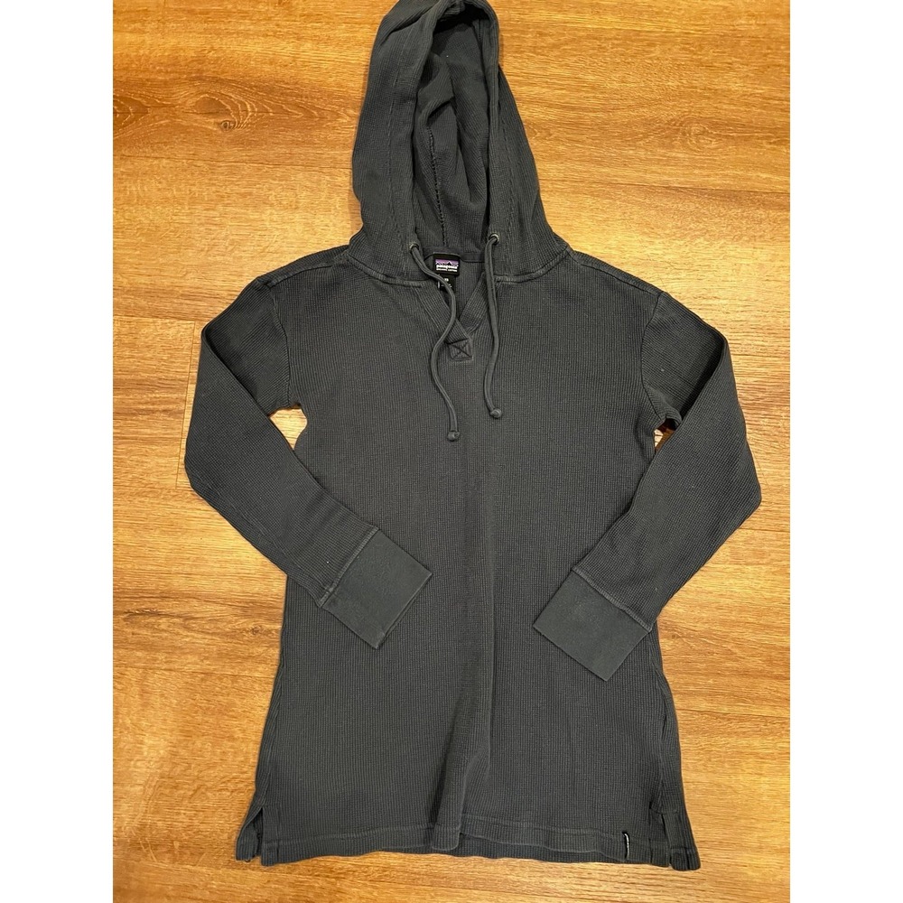 Patagonia Top Women Size XS Blue Gray Hoodie Thermal Long Sleeve Layer Casual